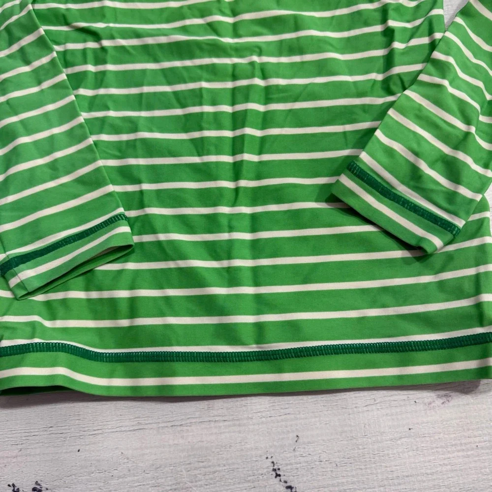 Hanna Andersson kids green striped long sleeve rash guard 110/5